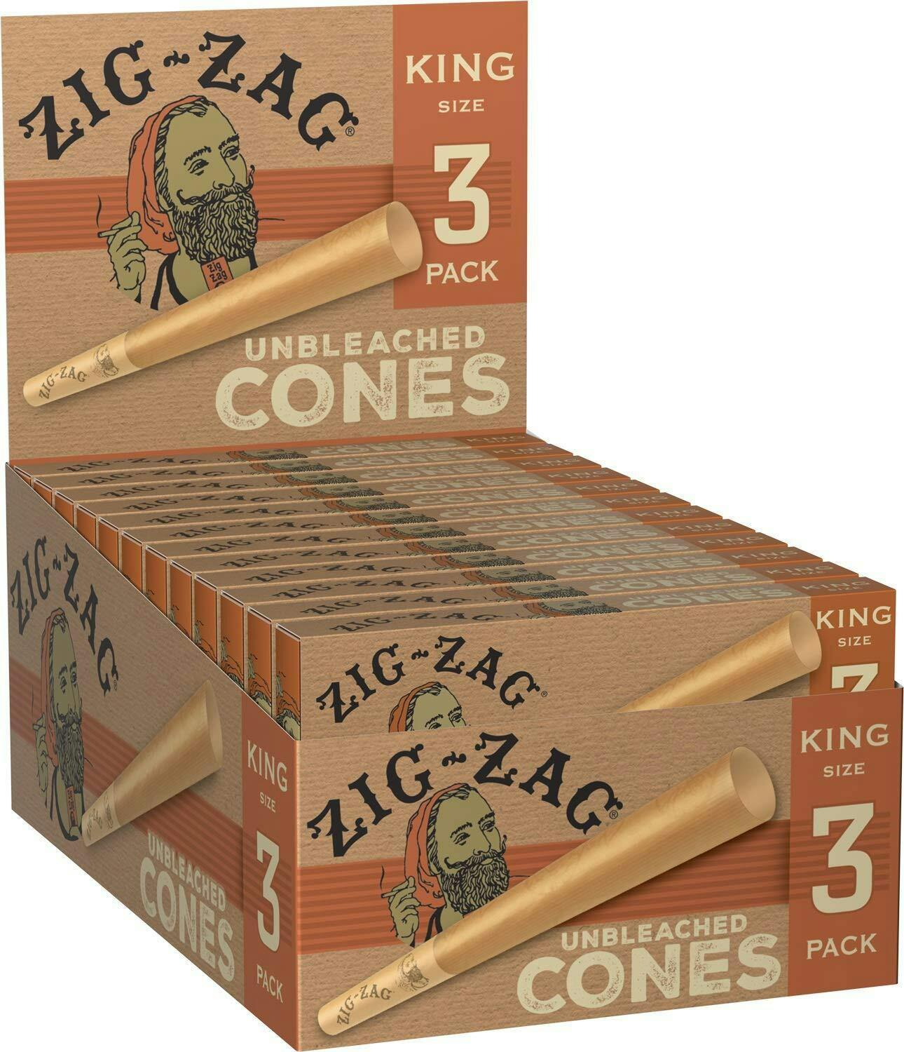 Zig Zag King Size Cones 3pk | Unbleached