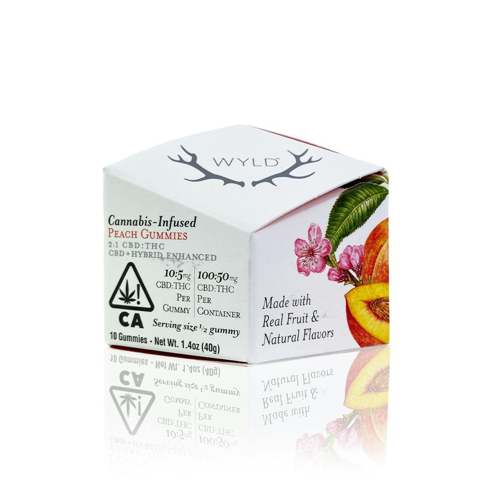 Peach 2:1 CBD:THC Hybrid Enhanced Gummies | 50mg | 10ct | 5mg/ea