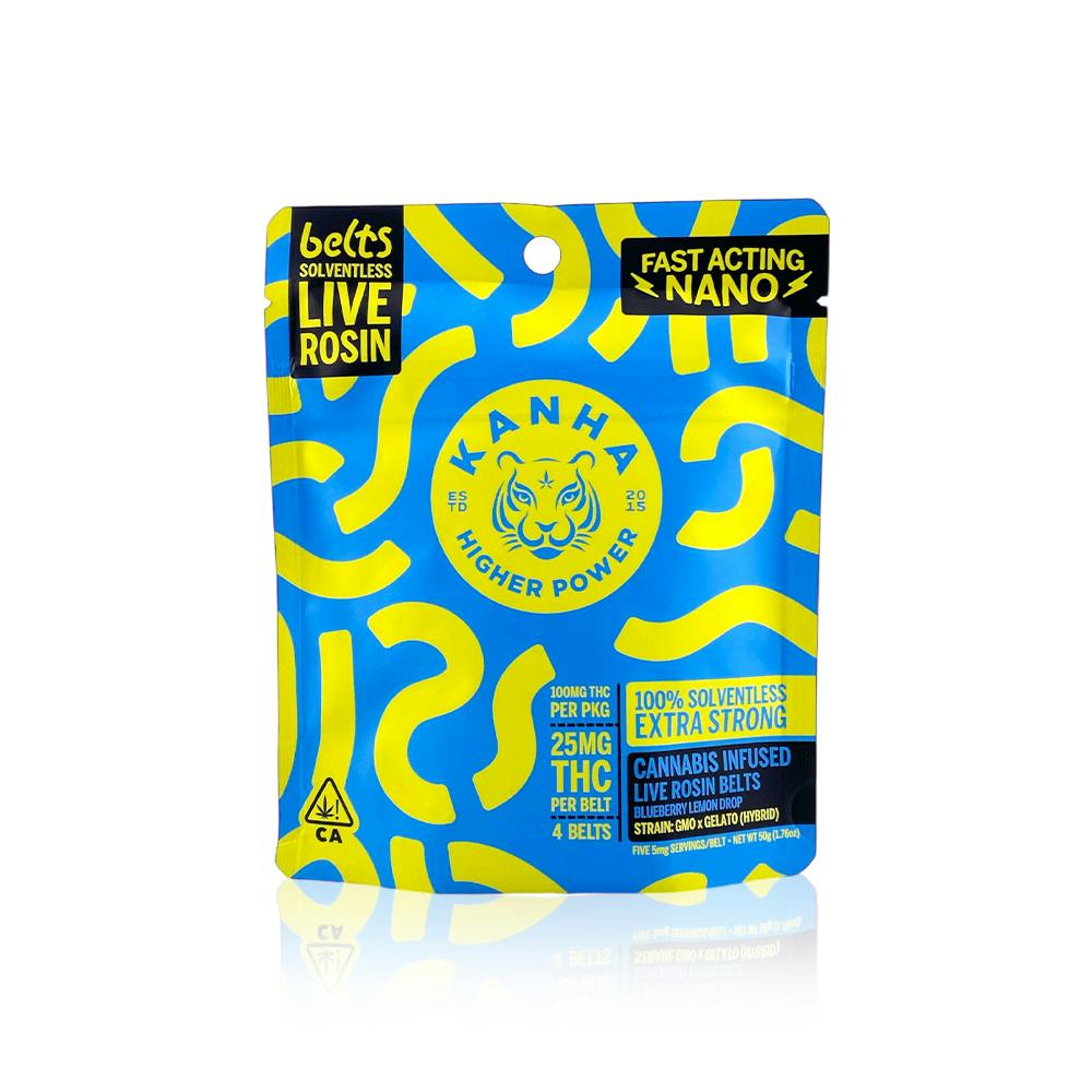 Solventless Belts | Blueberry Lemon Drop Gummies | 100mg | 4ct | 25mg/ea