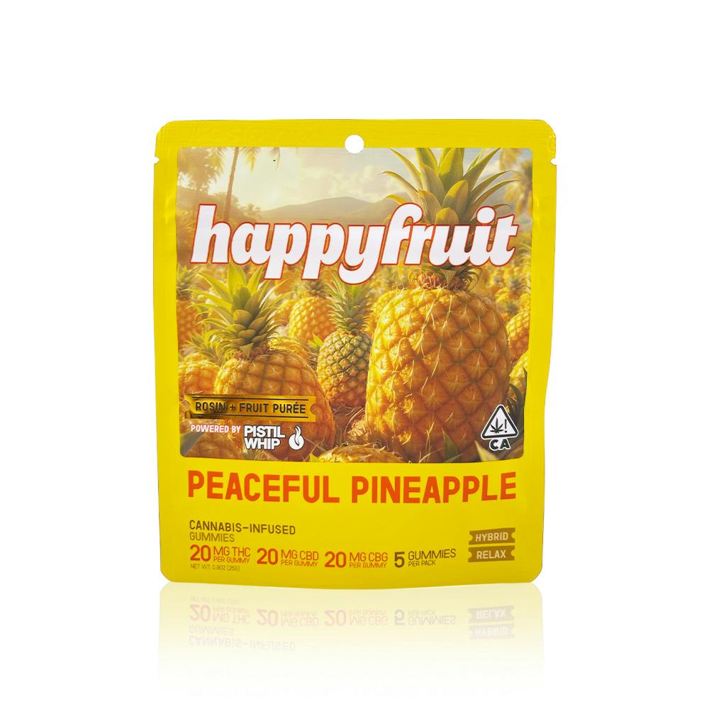 Happy Fruit - Peaceful Pineapple Rosin Gummies - 100mg THC/CBD/CBG - 5pk