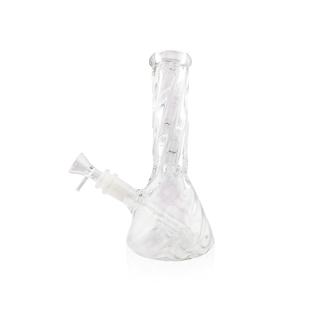 SIREEL - Glass - 8" Twisted Neck Beaker Bong - Flower Bowl - Clear