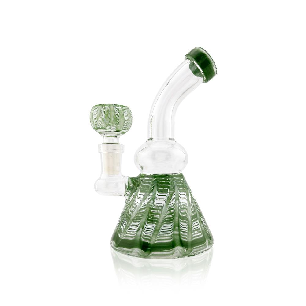 TROPICANNA - GLASS - 6" WRAP AND RAKE HANGER RIG BONG - ASSORTED MATCHING BOWL