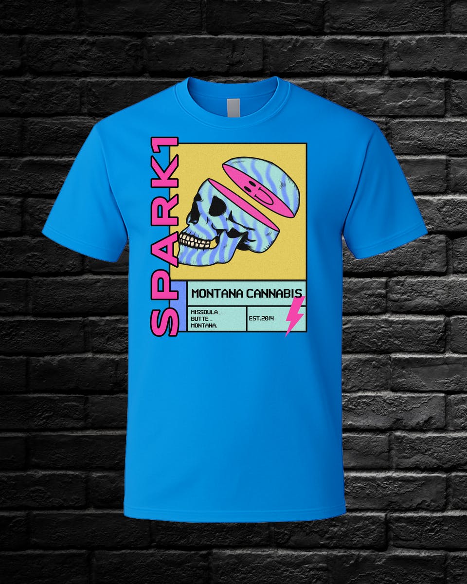 Spark1 Smiley Skull Blue T-Shirt - 2XL