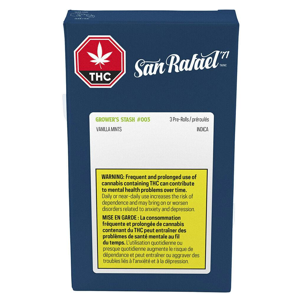 San Rafael '71 - Grower's Stash #003 Pre-Rolls - Indica - 3x0.5g