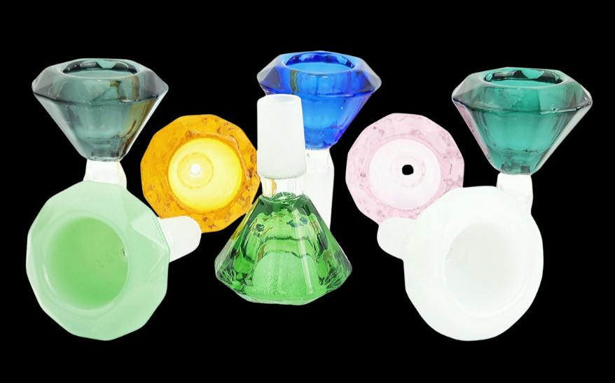 Glass - ($10) 2.5″ 18mm Thick Color Diamond Flower Bowl