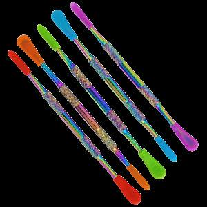 Glass - ($3) 5" Stainless Steel Dab Tool w/ Silicone Tips
