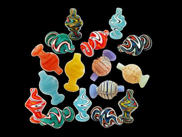 Glass - ($20) 2.5" Assorted Spinner Carb Cap