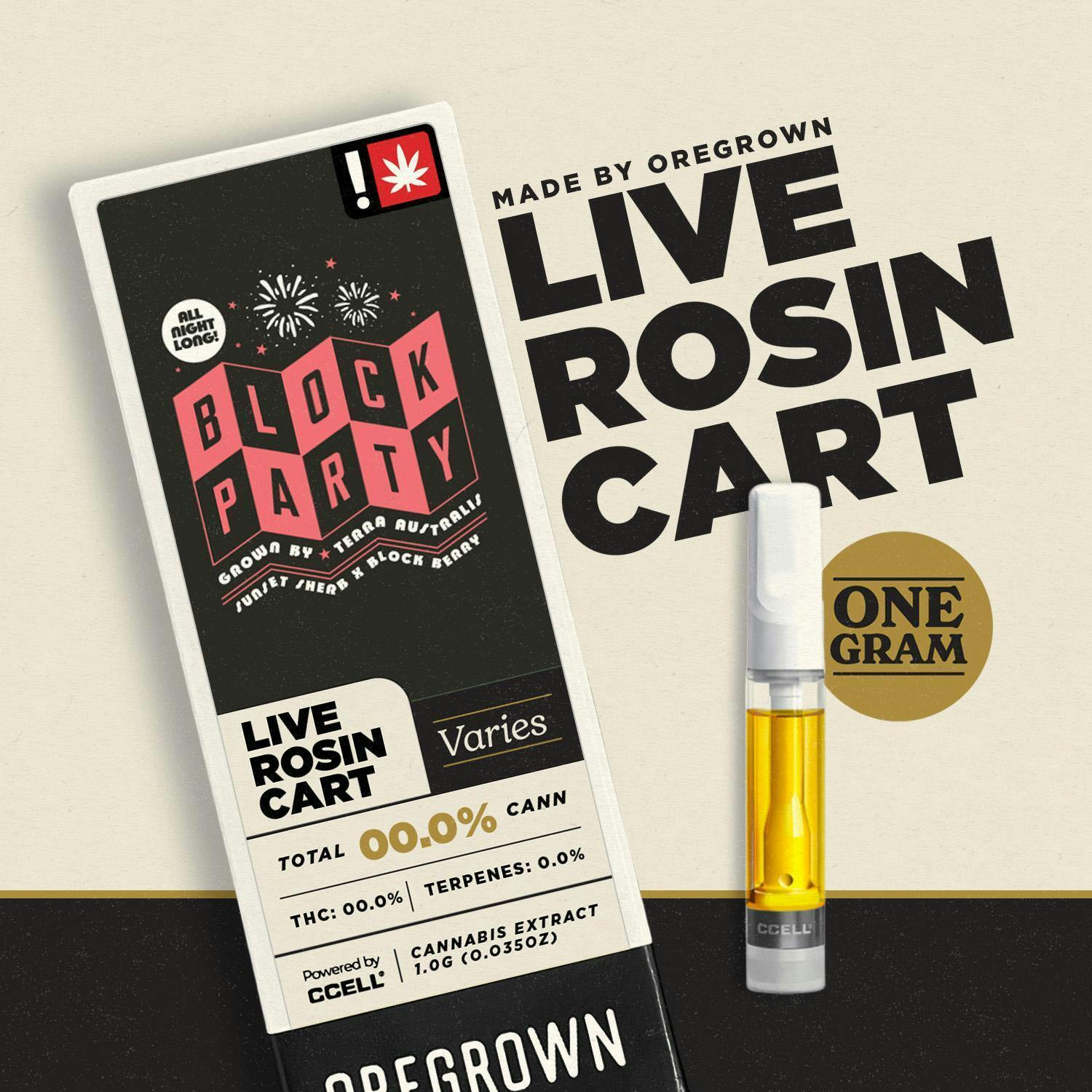 Oregrown - Block Party Live Rosin 1g Cartridge (S)