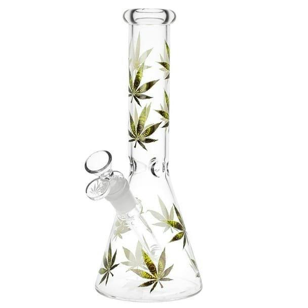 10" Hemp Leaf Glow In The Dark Bong 14mm