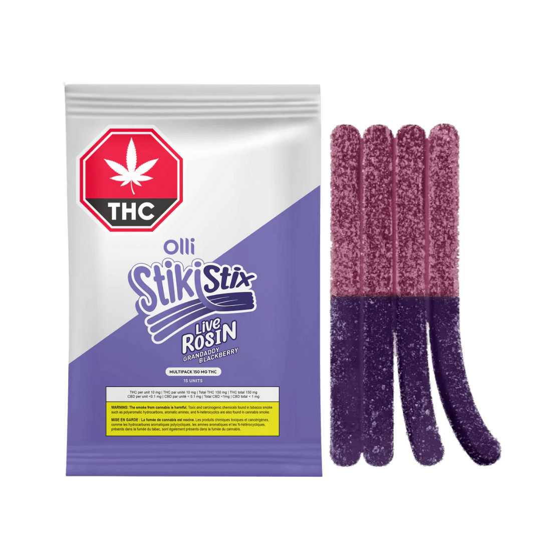 StikiStix100THC Mega Pk Live Rosin Grandaddy Blackberry Chews - 10 X 10g