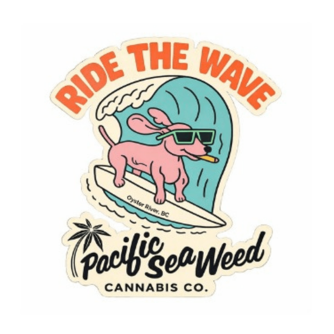 Surfer Dog "Ride the Wave" Sticker