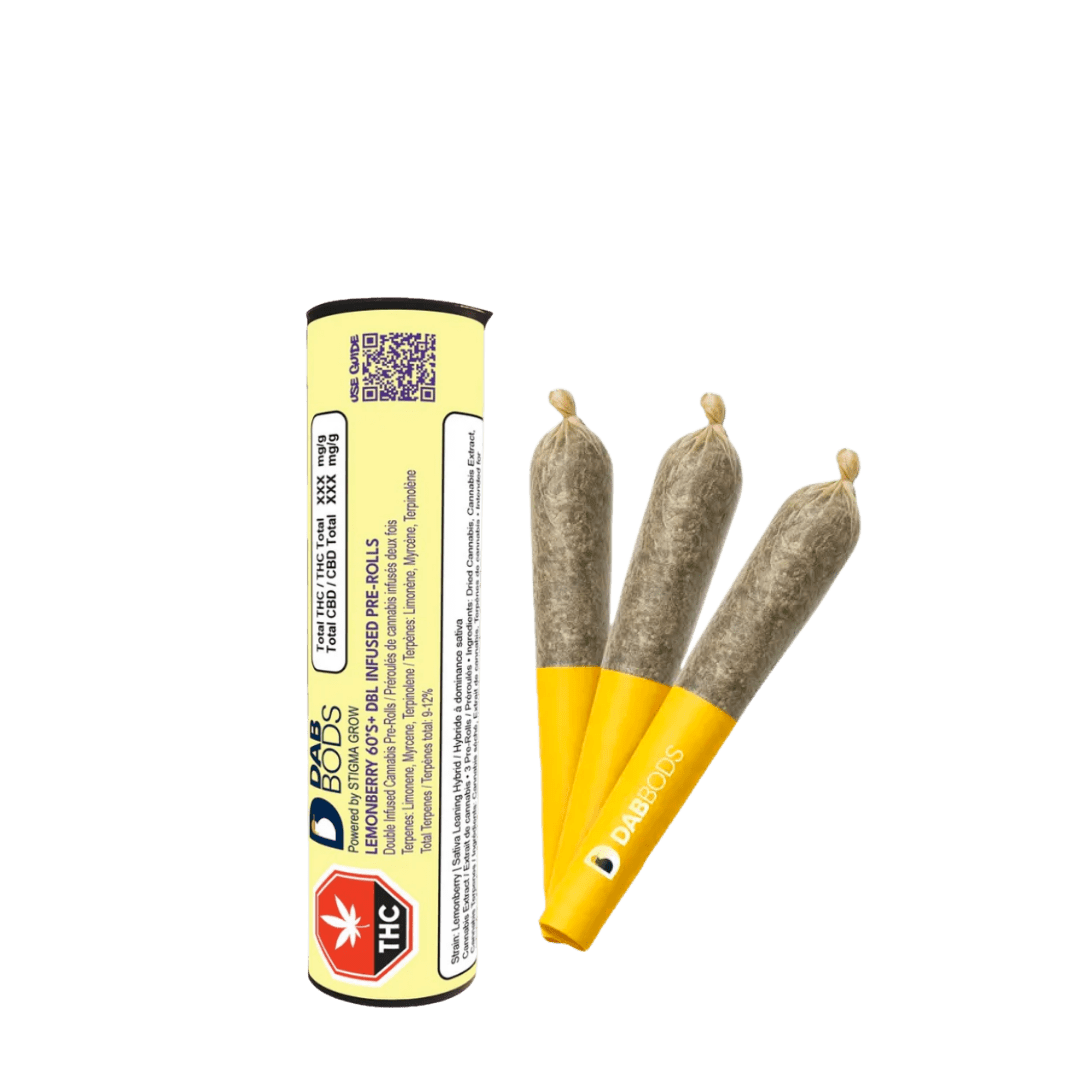 Dab Bods Lemonberry 60'S+ DBL Infused Pre-Rolls - 3 X 0.5g