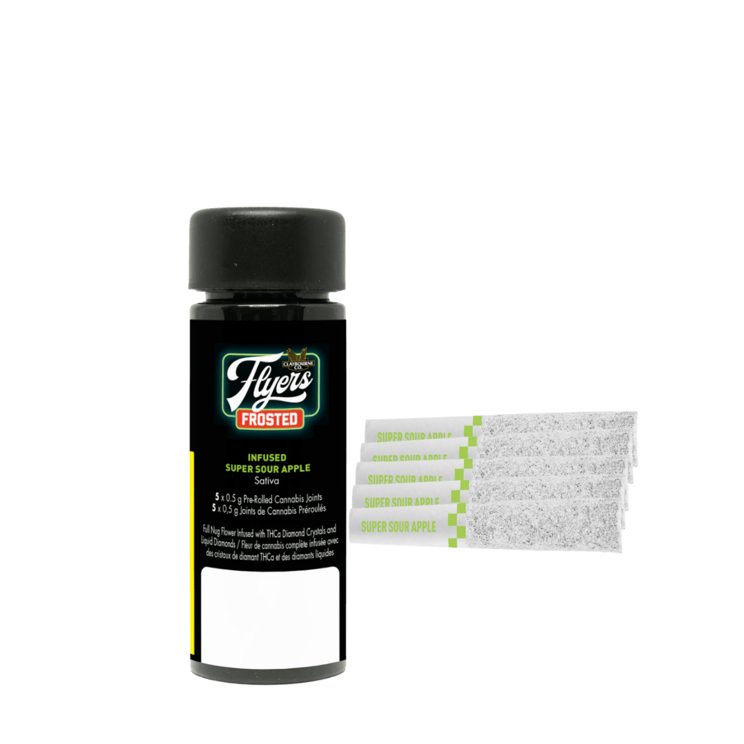 Claybourne Frosted Flyers Super Sour Apple Infused Pre-Rolls - 5 X 0.5g