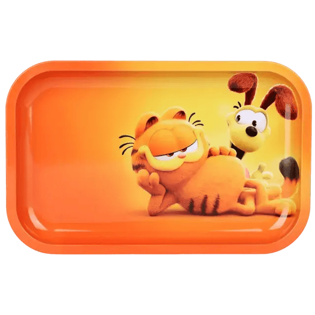 Fat Orange Cat with Friend Medium Metal Rolling Tray