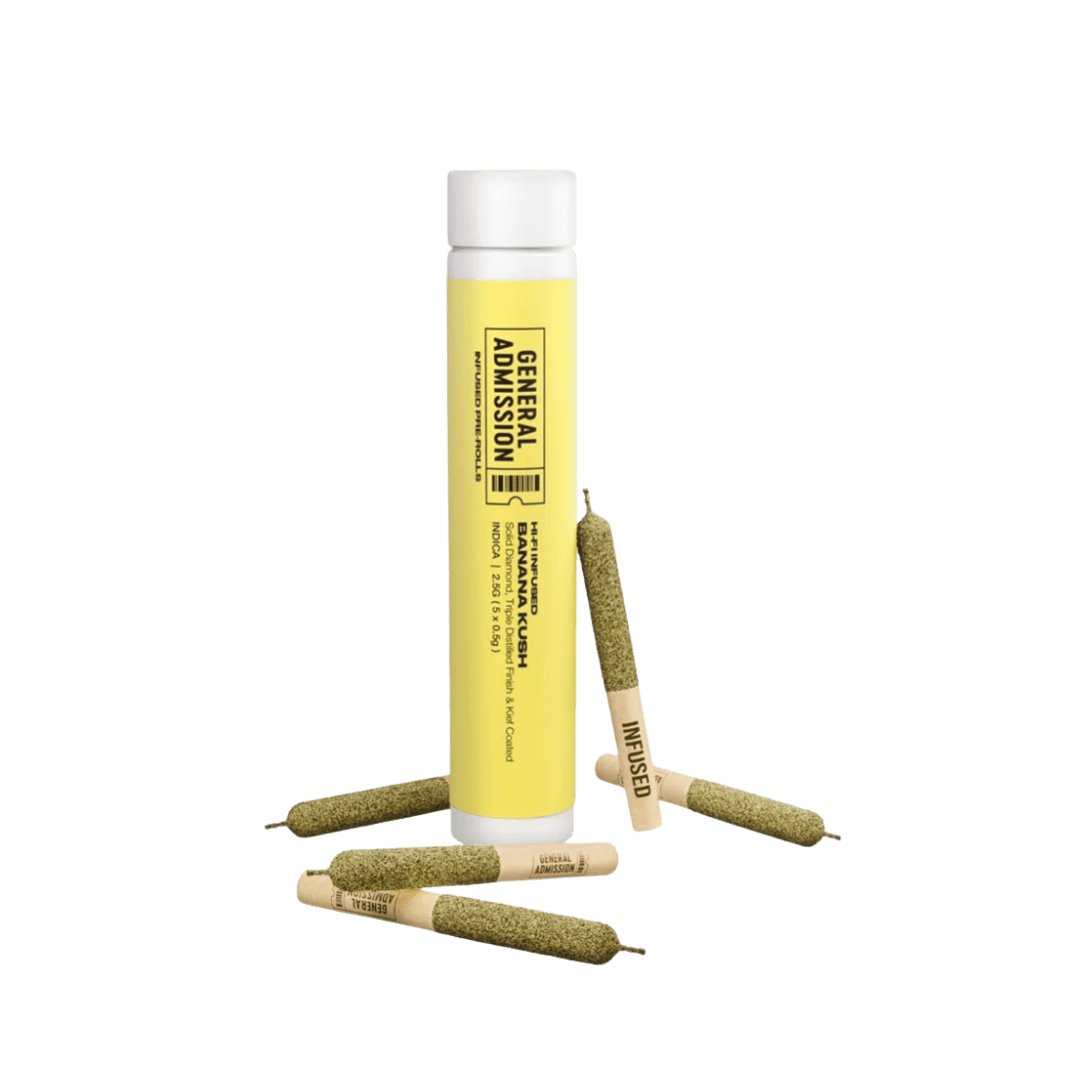 General Admission Banana Kush Hi-Fi Infused Pre-Rolls - 5 X 0.5g