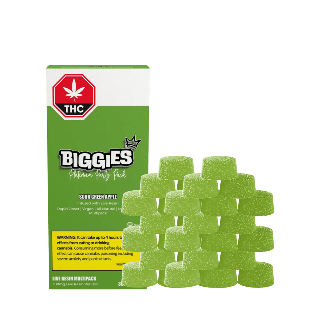 Biggies Sour Green Apple Live Resin Chews Mega Pk LTO - 30 X 10mg
