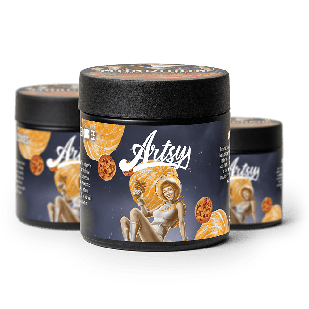 Artsy Cannabis Quarter Jar | Mandarin Space Cookies 7g Rec cannabis product
