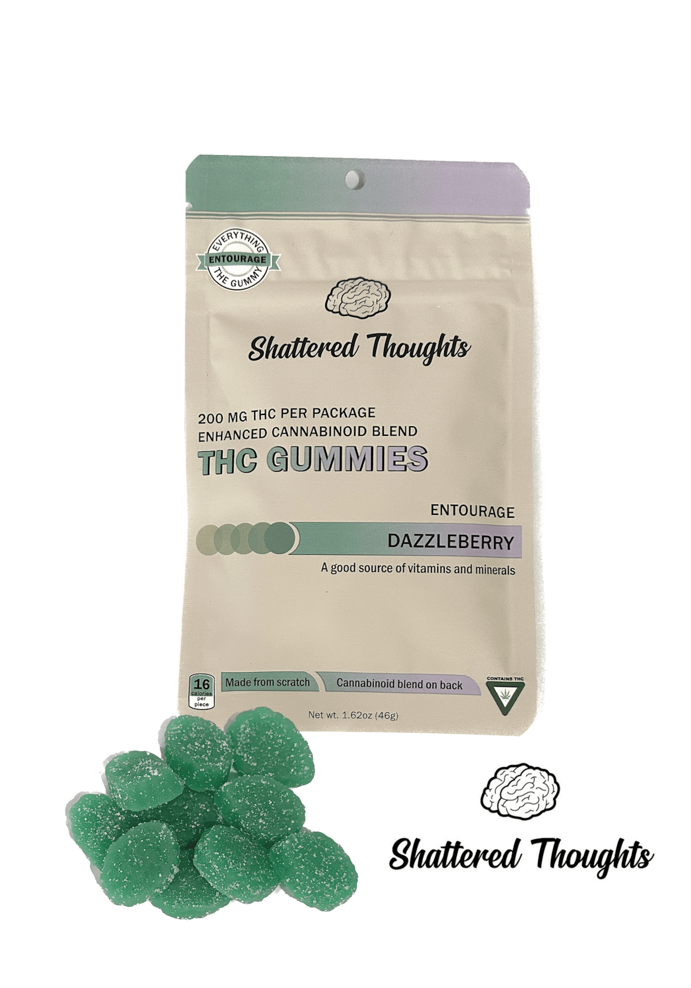 DAZZLEBERRY - ENTOURAGE | 20MG THC : 4MG CBD,CBG,CBN,CBC / PIECE | 200MG THC TOTAL