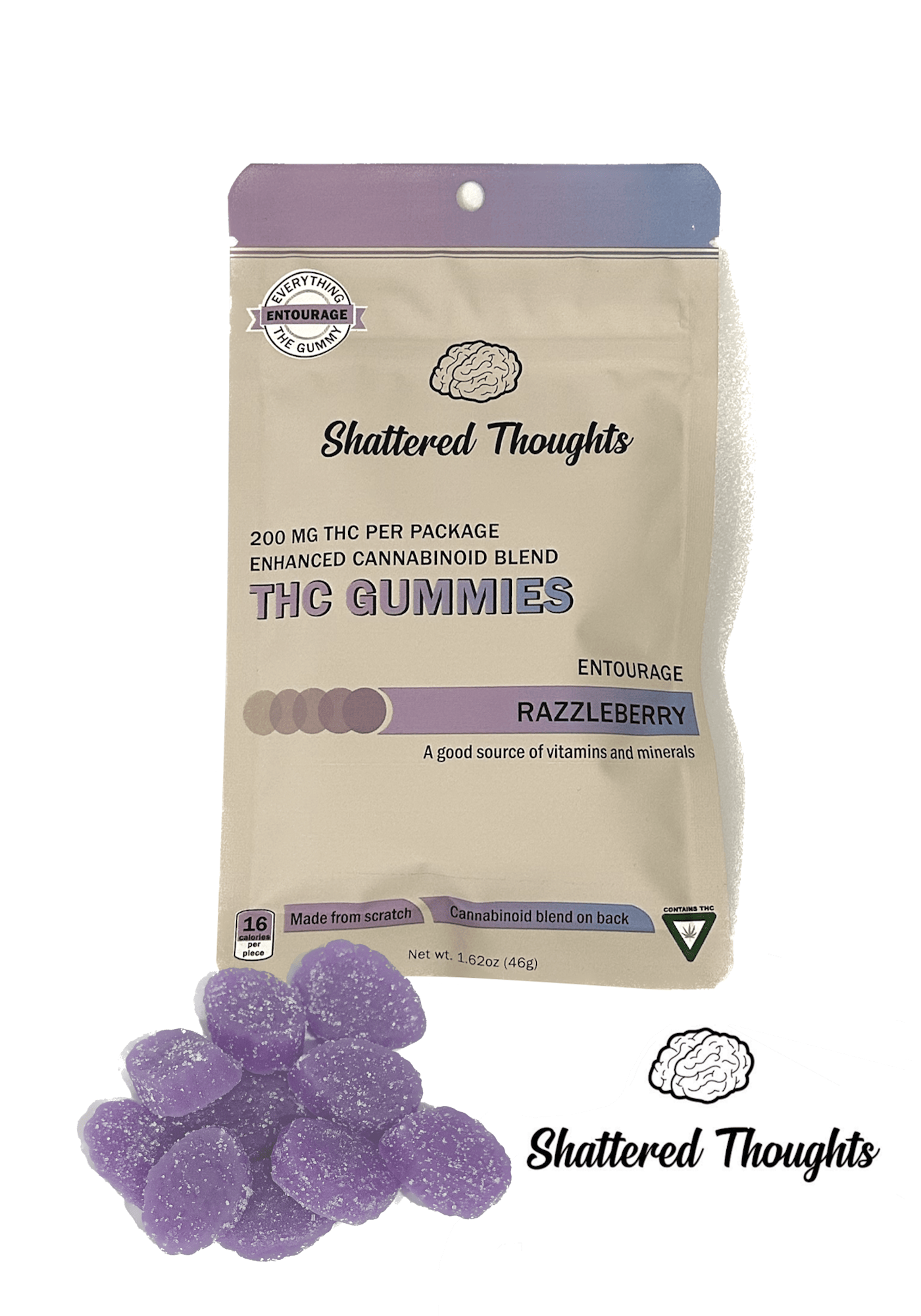 RAZZLEBERRY - ENTOURAGE | 20MG THC : 4MG CBD,CBG,CBN,CBC / PIECE | 200MG THC TOTAL