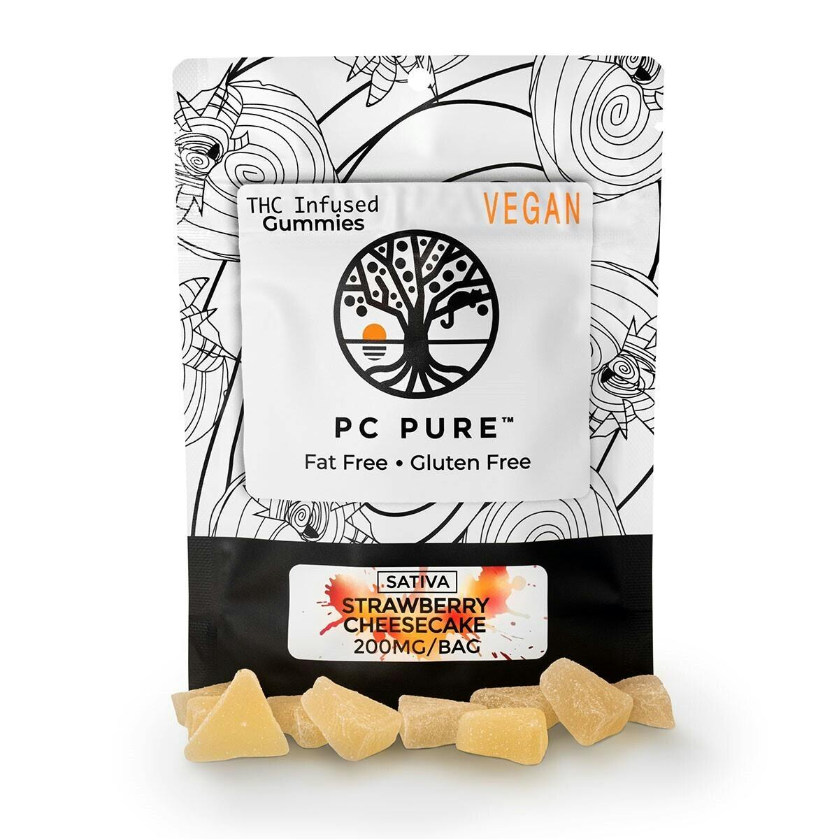 PC PURE - 10 X 20MG GUMMIES - STRAWBERRY CHEESECAKE