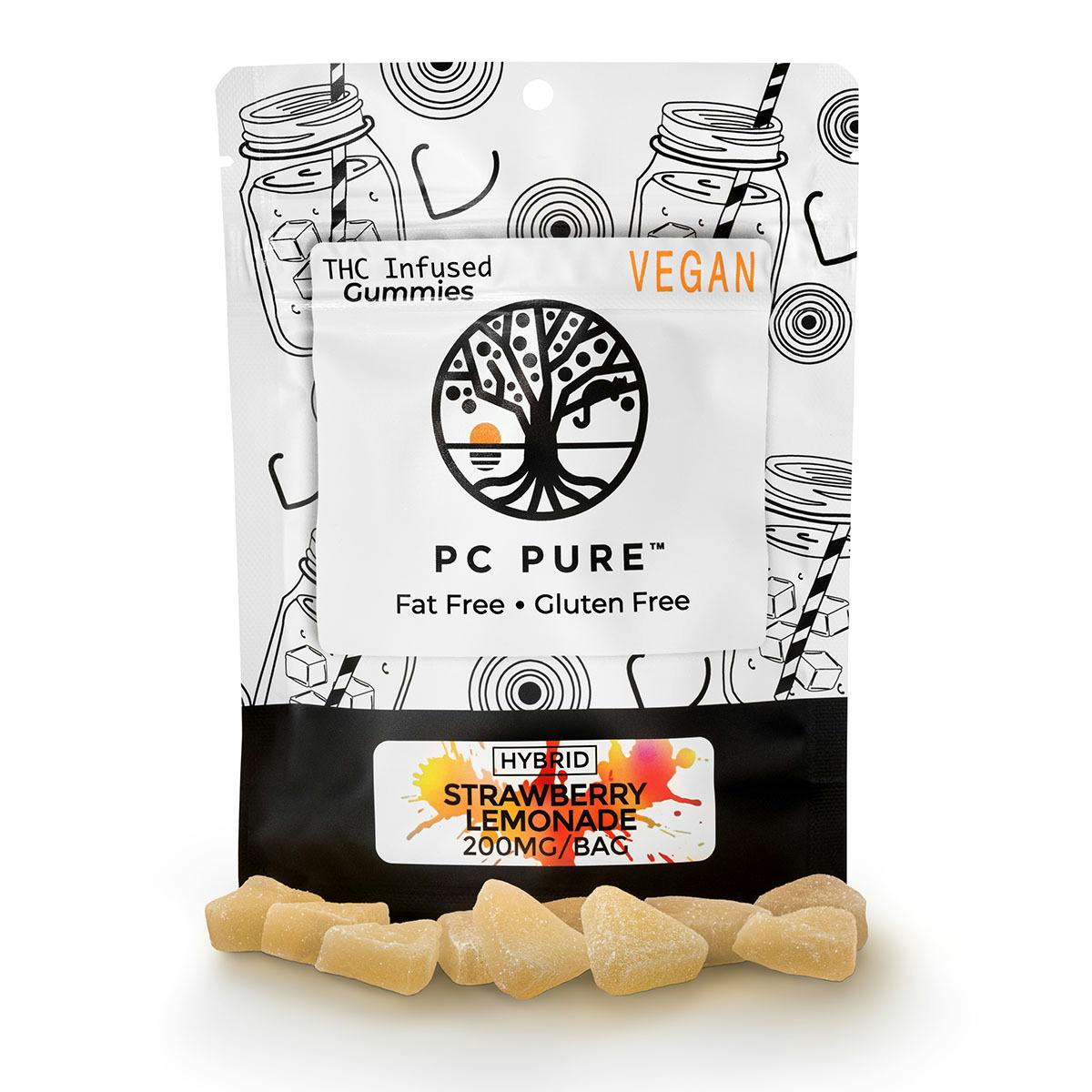 PC PURE - 10 X 20MG GUMMIES - STRAWBERRY LEMONADE