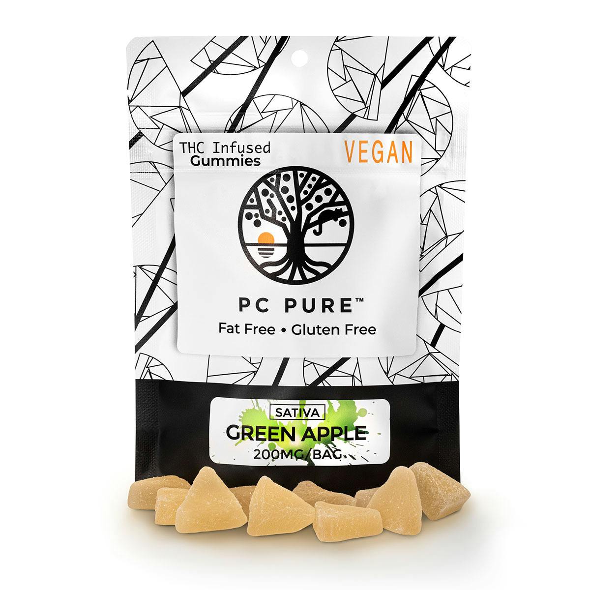 PC PURE - 10 X 20MG GUMMIES - GREEN APPLE