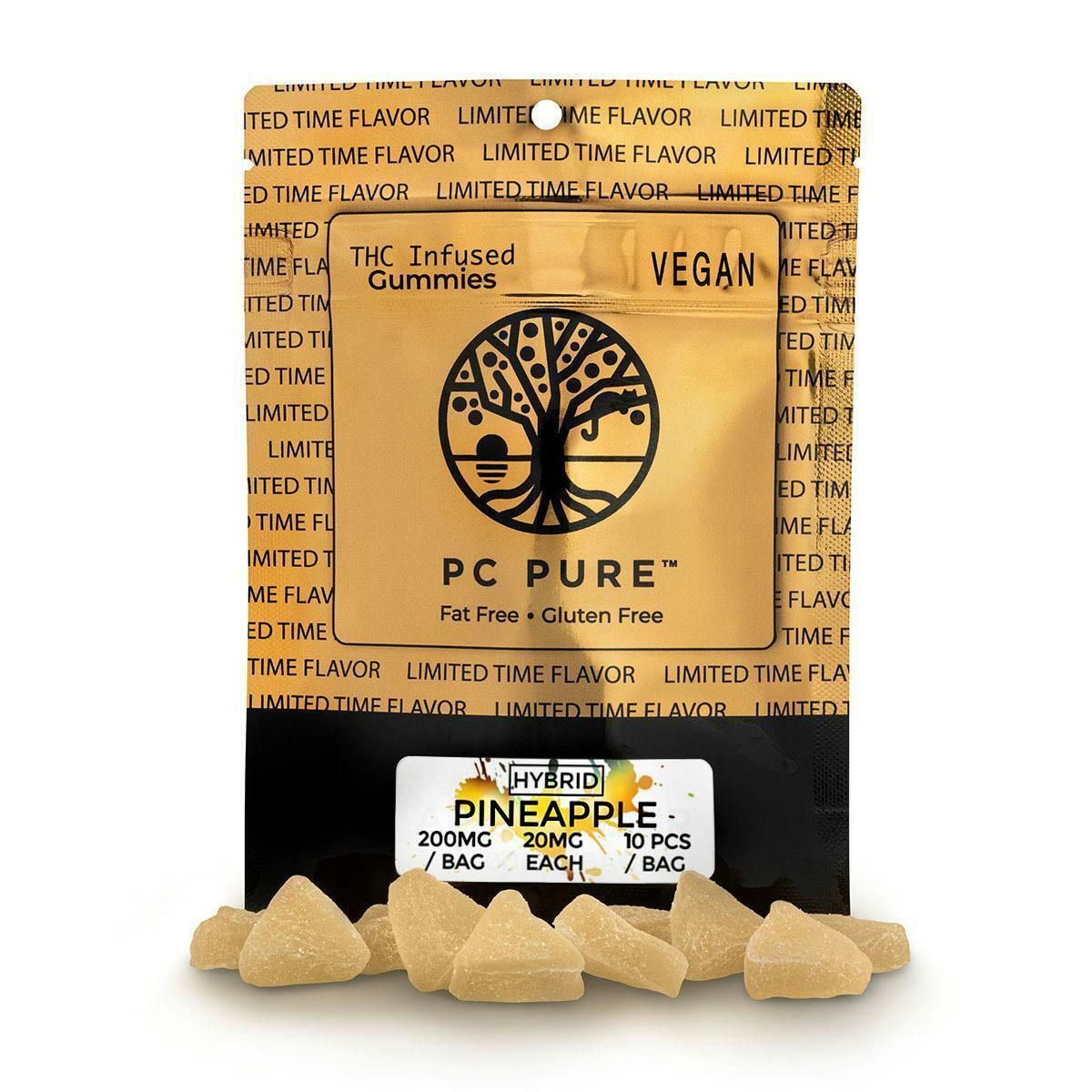 PC PURE - 10 X 20MG GUMMIES - PINEAPPLE