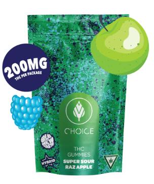 CHOICE - 200MG CHEWS - SUPER SOUR RAZ APPLE