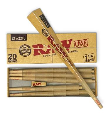 RAW 1 1/4" - CLASSIC - 20 PK PRE-ROLLED CONES
