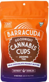 BARRACUDA BAR - 200MG THC 50 MG CBN- 8 X 25MG CUPS - GOODNIGHT MILK CHOCOLATE