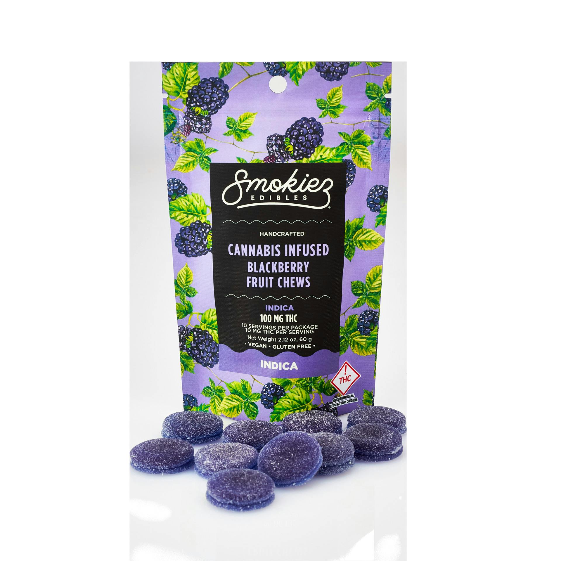 Sweet Blackberry Fruit Chews 110mg (Indica) | Smokiez