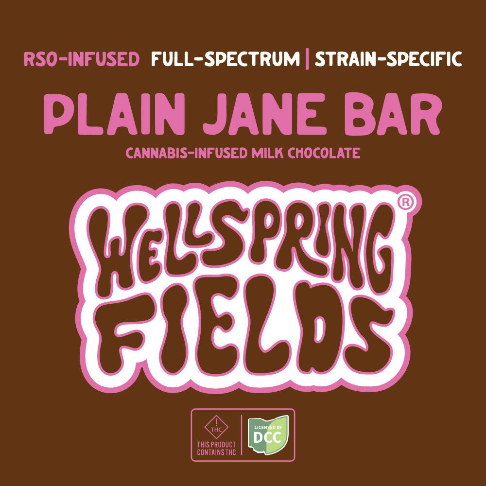 Plain Jane RSO Infused Full Spectrum Milk Chocolate Bar 90mg (Sativa) | Wellsping Fields
