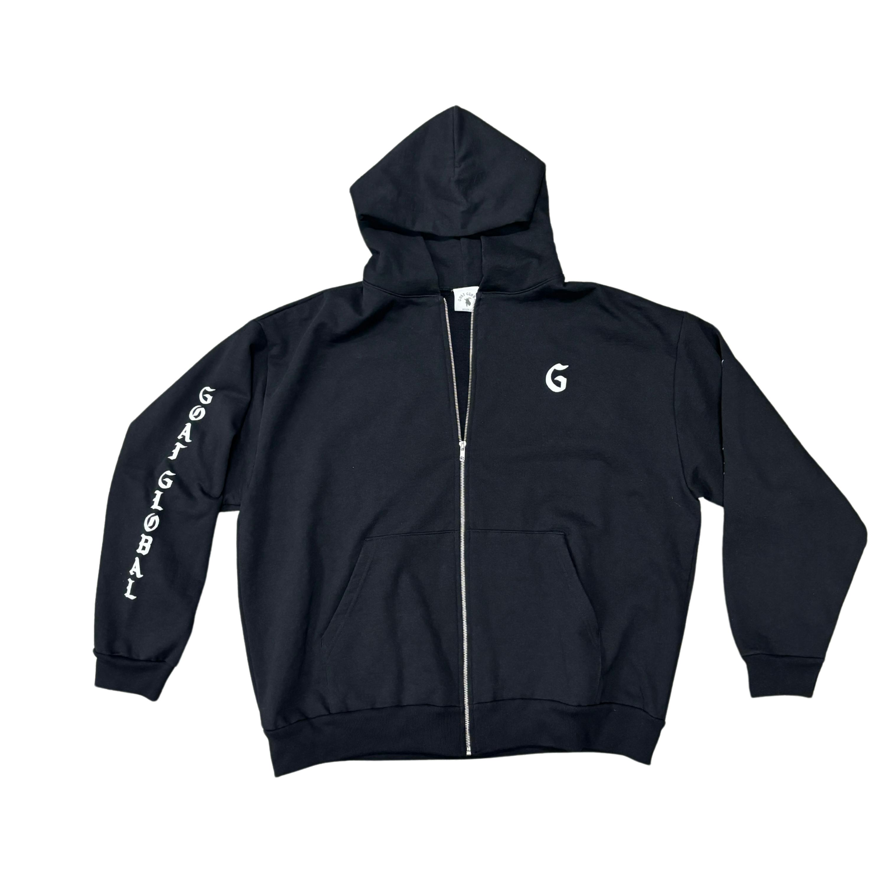 GOAT GLOBAL | BW GOAT LOGO ZIP UP HOODIE XXL
