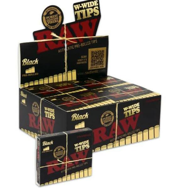 RAW BLACK WIDE PRE-ROLLED TIPS