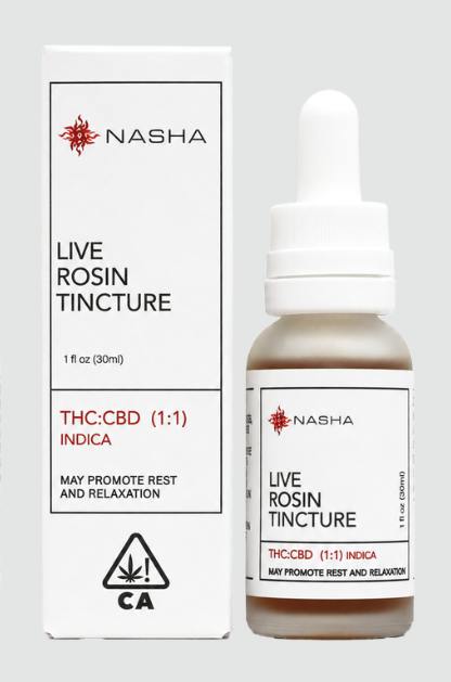 NASHA LIVE ROSIN INDICA "TROP COOKIES" 1:1 THC:CBD 1000MG TINCTURE