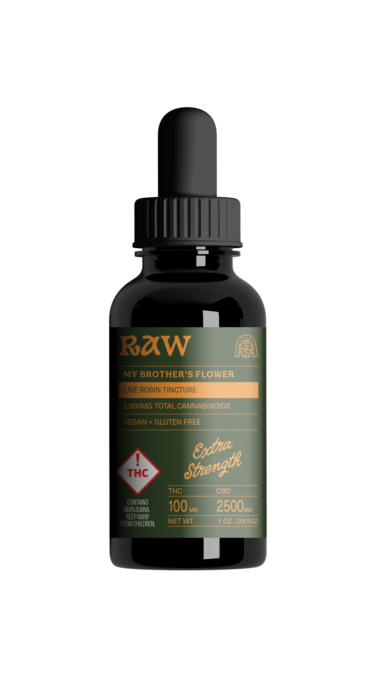 MBF Raw Rosin Tincture 100mg THC : 2,500mg CBD