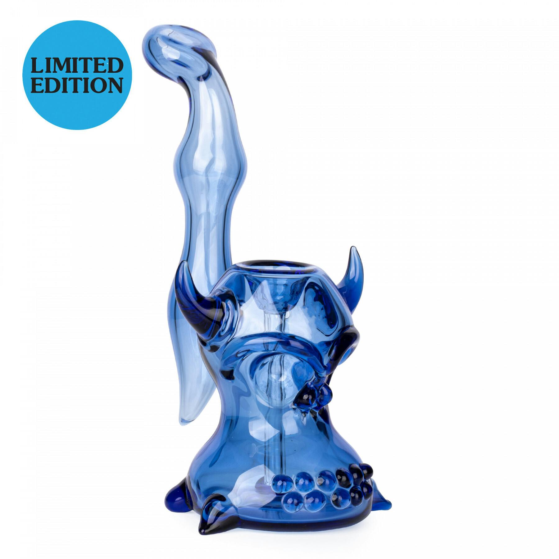7.5" Demon Skull Bubbler - Sapphire Blue