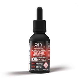 Zen - SATIVA Tincture - 100mg THC/25mg CBD