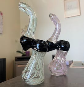 72 - Glass Standing Slime Bubbler w/ Black Bowl - 7" - $18