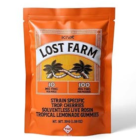 Lost Farm by KIVA - 100mg Live Rosin Gummies (10pk) - Trop Cherries (Tropical Lemonade)