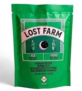 Lost Farm by KIVA - 100mg Live Rosin Gummies (10pk) - Bubba Fett (Watermelon)