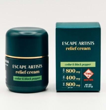 Escape Artists - 800mg 2oz Relief Cream - Cedar & Black Pepper (2:1:2 THC/CBG/CBD)