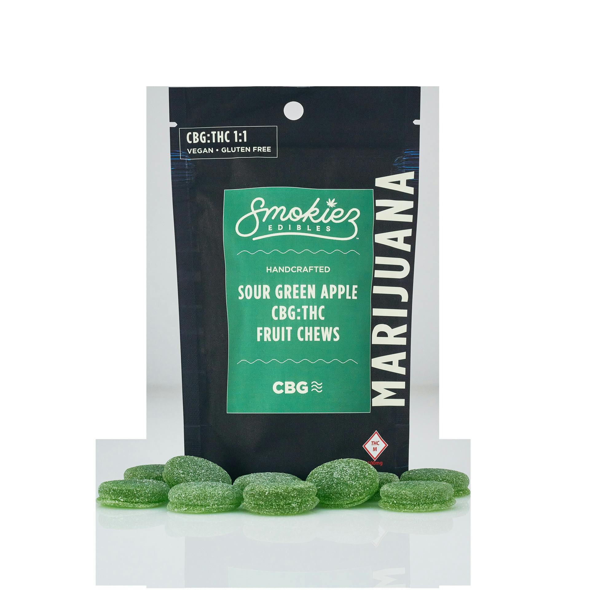 Smokiez - 1:1 100mg (10pk - THC/CBG) - HYBRID Sour Green Apple