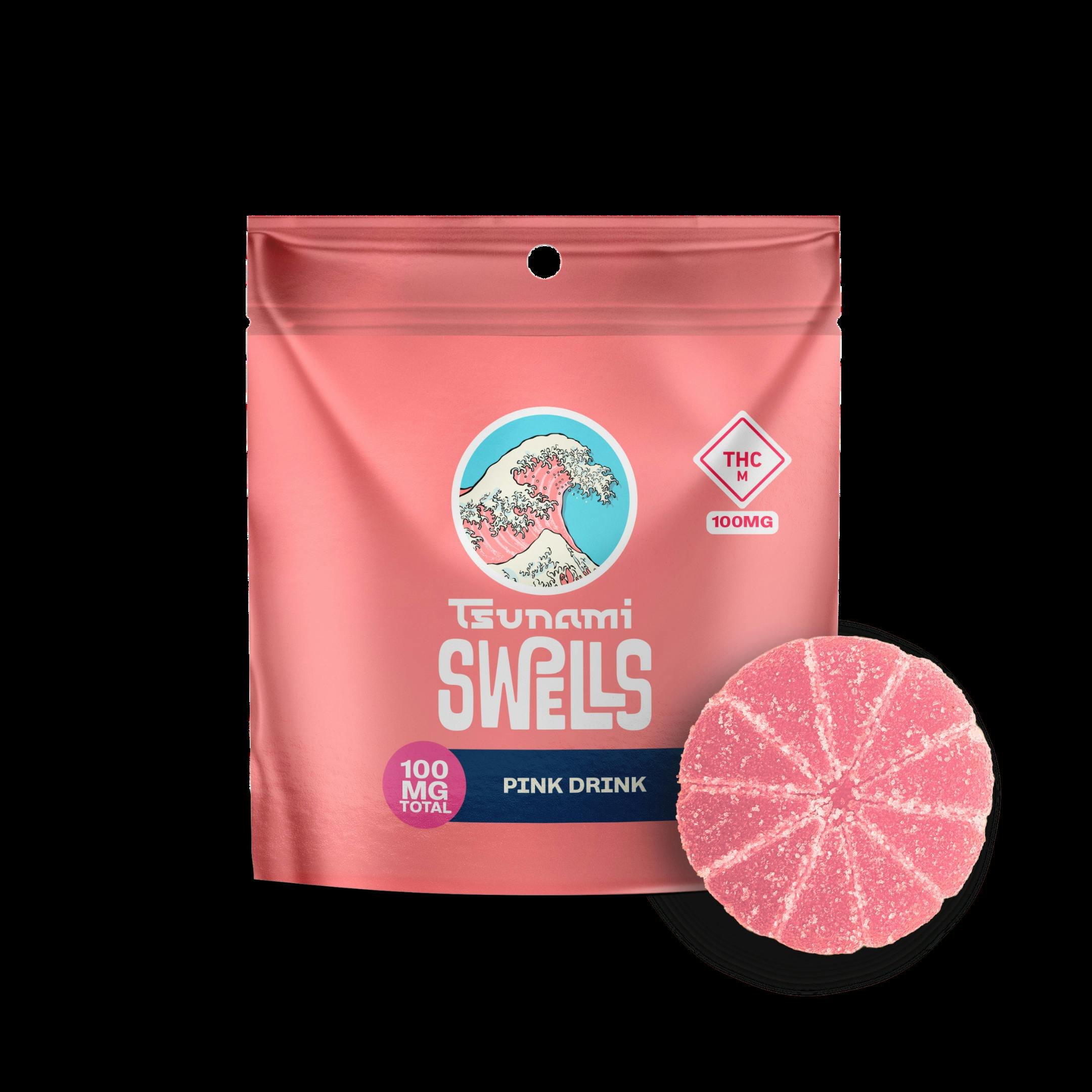 Tsunami Swells - 100mg Dividable Gummy (1pk) - Pink Drink at Missouri Wild Alchemy