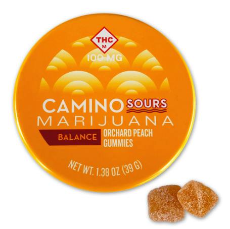 Camino Sours by KIVA - 1:1 Balance Orchard Peach Gummies (10pk) - 100mg (THC/CBD)