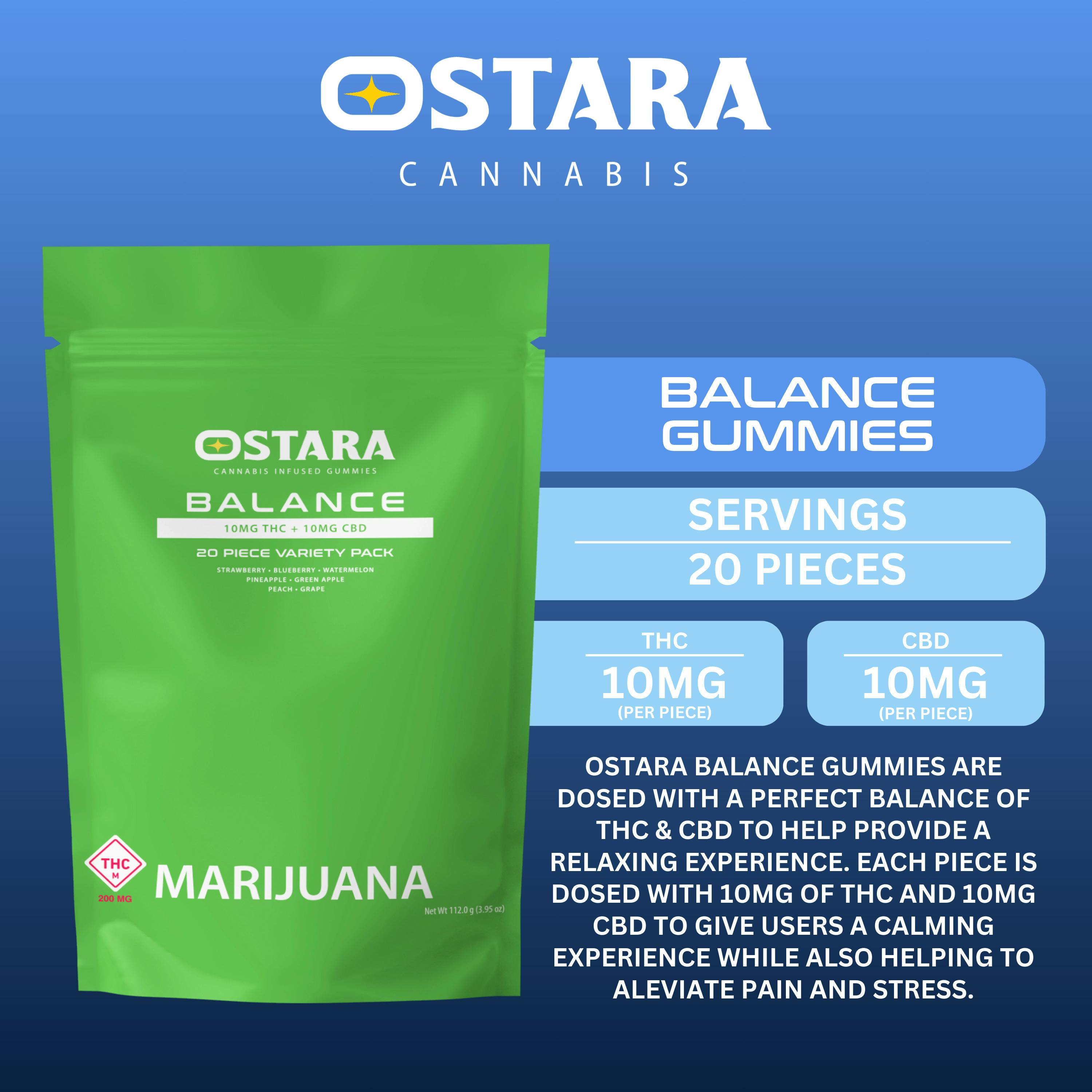 Ostara - XL Balance Sour Assorted Gummies - 200mg (20pk+CBD)