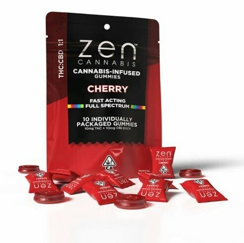 Zen - 1:1 Cherry 10mg Individually Wrapped Gummies - 100mg (10pk - THC/CBD)