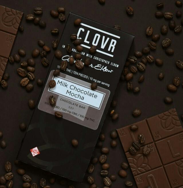 CLOVR - 100mg Chocolate Bar - 1:1:1 Mocha (Milk Chocolate - THC/CBG/CBD)