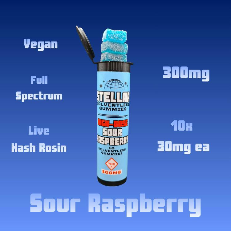 Stellar - 300mg Solventless Gummies (10pk) - Sour Raspberry