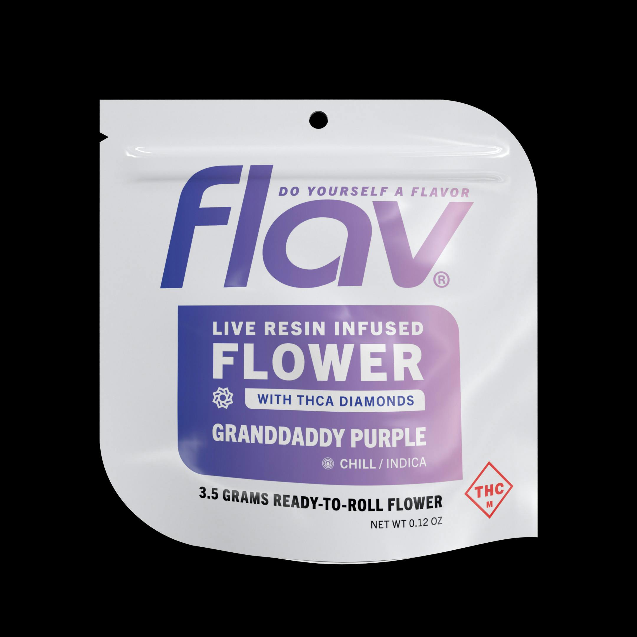 FLAV - 3.5g Live Resin + THCA Diamond Infused Flower - Granddaddy Purple